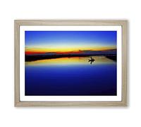 Landscape Silent Sunrise Lake No.1 Modern Framed Print | A4 Oak Framed Wall Art | Ready to Hang | Modern Landscape Picture | Living Room Bedroom Lounge Office