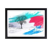 Landscape Snow and Tree V2 Framed Print | A2 Black Framed Wall Art | Ready to Hang | Modern Floral Picture | Living Room Bedroom Lounge Office