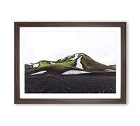 Landscape Snow on Hills Framed Print | A2 Walnut Framed Wall Art | Ready to Hang | Modern Landscape Picture | Living Room Bedroom Lounge Office