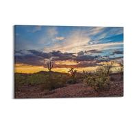 Landscape Sonoran Desert Sunset Saguaro Art Posters Are Suitable for Decorating Living Room, Bedroom, Study, Restaurant, Corridor, Children's Room, EtcFrame-style 20x30inch(50x75cm)
