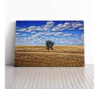 Landscape South Dakota Lone Tree USA Canvas Print | Gallery Wrapped 30mm Frame Wall Art | 24x16 inches | Ready to Hang | Modern Landscape Picture | Living Room Bedroom Lounge Office