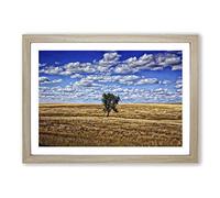 Landscape South Dakota Lone Tree USA Framed Print | A2 Oak Framed Wall Art | Ready to Hang | Modern Flag Picture | Living Room Bedroom Lounge Office