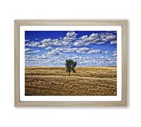 Landscape South Dakota Lone Tree USA Modern Framed Print | A3 Oak Framed Wall Art | Ready to Hang | Modern Flag Picture | Living Room Bedroom Lounge Office