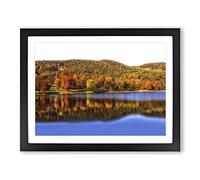 Landscape Squantz Pond Connecticut Forest Modern Framed Wall Art Print, Ready to Hang Picture for Living Room Bedroom Home Office Décor, Black A2 (64 x 46 cm)