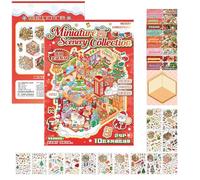 Landscape Stickers for Scrapbooking - Christmas Decoration, House Notebook Stickers with Festive Artwork, Craft Kit with Wood and Paper Details, Kids Living Room Set, Holiday Craft Fun