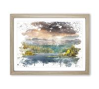 Landscape Striking Forest & Mountains V3 Modern Framed Print | A3 Oak Framed Wall Art | Ready to Hang | Modern Landscape Picture | Living Room Bedroom Lounge Office