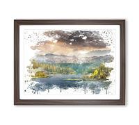 Landscape Striking Forest & Mountains V3 Modern Framed Wall Art Print, Ready to Hang Picture for Living Room Bedroom Home Office Décor, Walnut A3 (46 x 34 cm)