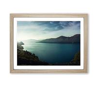 Landscape Sunlight Over a Lake Modern Framed Print | A3 Oak Framed Wall Art | Ready to Hang | Modern Landscape Picture | Living Room Bedroom Lounge Office