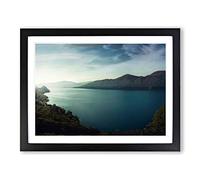 Landscape Sunlight Over a Lake Modern Framed Print | A4 Black Framed Wall Art | Ready to Hang | Modern Landscape Picture | Living Room Bedroom Lounge Office