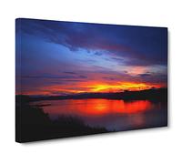 Landscape Sunset Laos Lake Canvas Print | Gallery Wrapped 30mm Frame Wall Art | 30x20 inches | Ready to Hang | Modern Landscape Picture | Living Room Bedroom Lounge Office