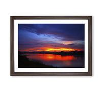 Landscape Sunset Laos Lake Framed Print | A2 Walnut Framed Wall Art | Ready to Hang | Modern Landscape Picture | Living Room Bedroom Lounge Office