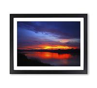 Landscape Sunset Laos Lake Modern Framed Wall Art Print, Ready to Hang Picture for Living Room Bedroom Home Office Décor, Black A4 (34 x 25 cm)