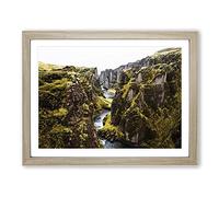 Landscape Tectonic Plates Iceland Modern Framed Print | A4 Oak Framed Wall Art | Ready to Hang | Modern Nature Picture | Living Room Bedroom Lounge Office