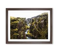 Landscape Tectonic Plates Iceland Modern Framed Print | A4 Walnut Framed Wall Art | Ready to Hang | Modern Nature Picture | Living Room Bedroom Lounge Office