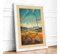 Landscape Through Branches Vintage Framed Wall Art Print A1 (84.1×59.4cm) White, Wall Decor for Living Room, Bedroom, Office & Home, Ready to Hang, Art Gift