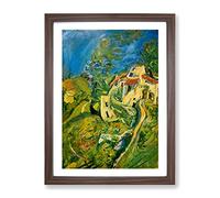 Landscape Town View By Chaim Soutine Classic Painting Framed Wall Art Print, Ready to Hang Picture for Living Room Bedroom Home Office Décor, Walnut A4 (34 x 25 cm)