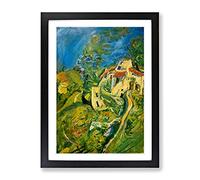 Landscape Town View By Chaim Soutine Classic Painting Framed Wall Art Print, Ready to Hang Picture for Living Room Bedroom Home Office Décor, Black A3 (34 x 46 cm)