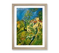 Landscape Town View By Chaim Soutine Classic Painting Framed Wall Art Print, Ready to Hang Picture for Living Room Bedroom Home Office Décor, Oak A4 (34 x 25 cm)