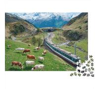 Landscape Train Jigsaw Puzzle A Fun And Cool Educational Puzzle Game with A Very High Level of Difficulty 500pcs (52x38cm)