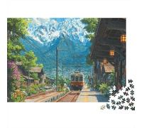 Landscape Train Jigsaw Puzzle Fun Educational Game Suitable for All The Family High Difficulty But Not Boring 500pcs (52x38cm)