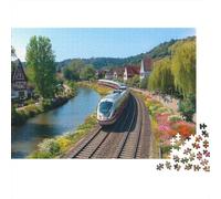 Landscape Train Jigsaw Puzzle Suitable for All Ages Medium Difficulty Ideal for Decorative Purposes 500pcs (52x38cm)