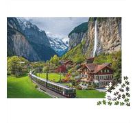 Landscape Train Jigsaw Puzzle Suitable for All Ages Medium Difficulty Ideal for Decorative Purposes 300pcs (40x28cm)