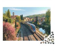 Landscape Train Jigsaw Puzzle Suitable for All Ages Medium Difficulty Ideal for Decorative Purposes 500pcs (52x38cm)