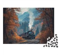 Landscape Train Jigsaw Puzzles Highly Challenging Great Fun The Perfect Way to Pass The Time Decorative Puzzle Pieces 500pcs (52x38cm)