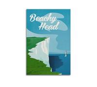 Landscape Travel Retro UK Beachy Head White Cliffs Lighthouse Decorative Painting Canvas Wall Posters And Modern Family Bedroom Decor 24x36inch(60x90cm)