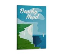 Landscape Travel Retro UK Beachy Head White Cliffs Lighthouse Decorative Painting Canvas Wall Posters And Modern Family Bedroom Decor 16x24inch(40x60cm)