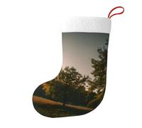 Landscape Trees Christmas Stocking 17.7", Festive Hanging Sock for Fireplace Mantel, Holiday Decorations