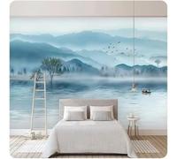 Landscape Trees Small Boat Flying Birds Scenery 3D Wallpaper Luxury Silk Study Dining Feature Sofa Grey Bedroom Living Room Tv Decorative Wall-200cm×140cm