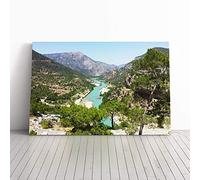 Landscape Turkey Mountains and Lake Canvas Print | Gallery Wrapped 30mm Frame Wall Art | 20x14 inches | Ready to Hang | Contemporary Landscape Picture | Living Room Bedroom Lounge Office