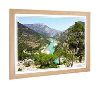 Landscape Turkey Mountains & Lake Framed Wall Art Print A2 Oak