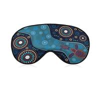 Landscape Turtles Ethnic Style Sleep Mask Blindfold Culture Art River Tortoise Adjustable Super-Smooth Soft Eye Mask Cover for Men Women Travel and Nap
