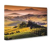 Landscape Tuscany Hills & Mountains Canvas Print | Gallery Wrapped 30mm Frame Wall Art | 30x20 inches | Ready to Hang | Modern Landscape Picture | Living Room Bedroom Lounge Office