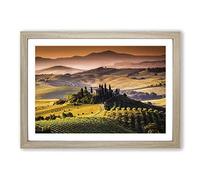 Landscape Tuscany Hills & Mountains Framed Print | A2 Oak Framed Wall Art | Ready to Hang | Modern Landscape Picture | Living Room Bedroom Lounge Office