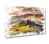 Landscape Tuscany Hills & Mountains V3 Canvas Print | Gallery Wrapped 30mm Frame Wall Art | 30x20 inches | Ready to Hang | Modern Landscape Picture | Living Room Bedroom Lounge Office