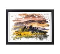 Landscape Tuscany Hills & Mountains V3 Framed Print | A2 Black Framed Wall Art | Ready to Hang | Modern Landscape Picture | Living Room Bedroom Lounge Office
