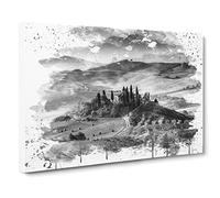 Landscape Tuscany Hills & Mountains V4 Canvas Print | Gallery Wrapped 30mm Frame Wall Art | 20x14 inches | Ready to Hang | Modern Landscape Picture | Living Room Bedroom Lounge Office