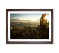 Landscape Tuscany Mountain & Forest Framed Print | A2 Walnut Framed Wall Art | Ready to Hang | Modern Landscape Picture | Living Room Bedroom Lounge Office