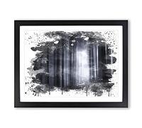 Landscape Twilight Forest Wood V3 Modern Framed Print | A2 Black Framed Wall Art | Ready to Hang | Modern Landscape Picture | Living Room Bedroom Lounge Office