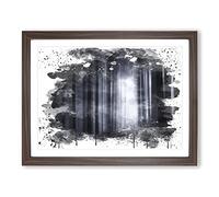 Landscape Twilight Forest Wood V3 Modern Framed Print | A2 Walnut Framed Wall Art | Ready to Hang | Modern Landscape Picture | Living Room Bedroom Lounge Office