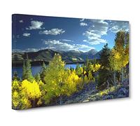 Landscape Twin Lakes Aspen Colorado Mountains & Forest Canvas Print | Gallery Wrapped 30mm Frame Wall Art | 20x14 inches | Ready to Hang | Modern Landscape Picture | Living Room Bedroom Lounge Office