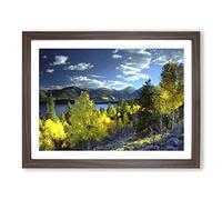 Landscape Twin Lakes Aspen Colorado Mountains & Forest Modern Framed Print | A3 Walnut Framed Wall Art | Ready to Hang | Modern Landscape Picture | Living Room Bedroom Lounge Office