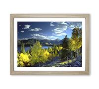 Landscape Twin Lakes Aspen Colorado Mountains & Forest Modern Framed Print | A4 Oak Framed Wall Art | Ready to Hang | Modern Landscape Picture | Living Room Bedroom Lounge Office