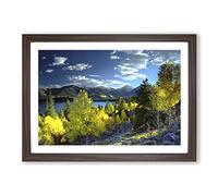Landscape Twin Lakes Aspen Colorado Mountians & Forest Framed Print | A2 Walnut Framed Wall Art | Ready to Hang | Modern Landscape Picture | Living Room Bedroom Lounge Office