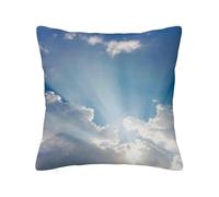 Landscape Valentines Day Polyester Velvet Pillow Covers Non-Fading,Coming Clouds Sky Scenic,Sofa Home Decorations Wedding Anniversary Vacation Decor,Blue White 24 x 24 inch