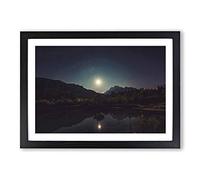 Landscape View of Space from Earth (2) Framed Print | A2 Black Framed Wall Art | Ready to Hang | Modern Space Picture | Living Room Bedroom Lounge Office