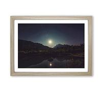 Landscape View of Space from Earth (2) Framed Print | A2 Oak Framed Wall Art | Ready to Hang | Modern Space Picture | Living Room Bedroom Lounge Office